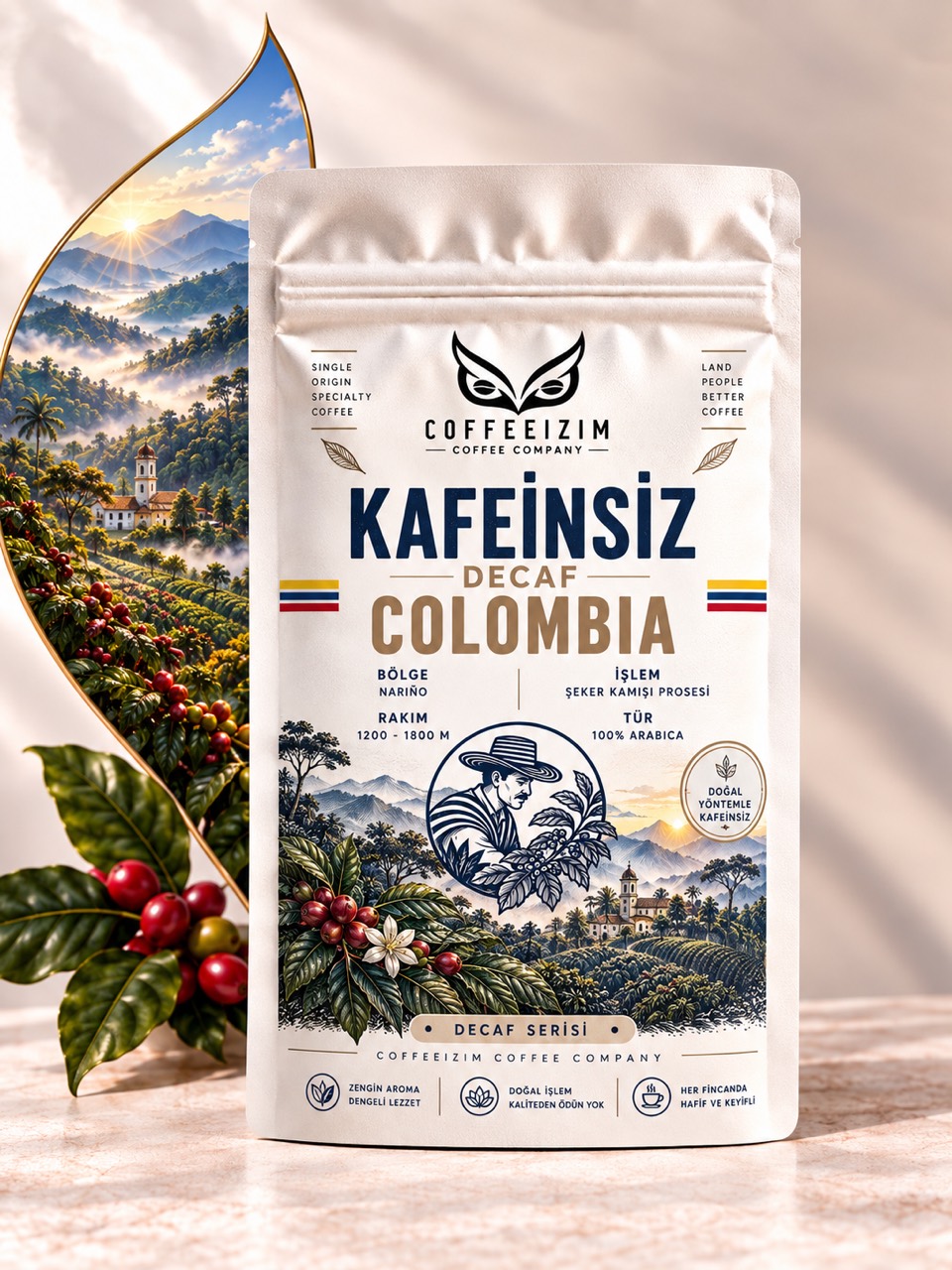 Kafeinsiz Colombia Nariño paket görseli